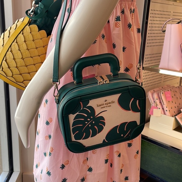 Kate Spade monstera leaves traveler trunk crossbody bag - Picture 10 of 16